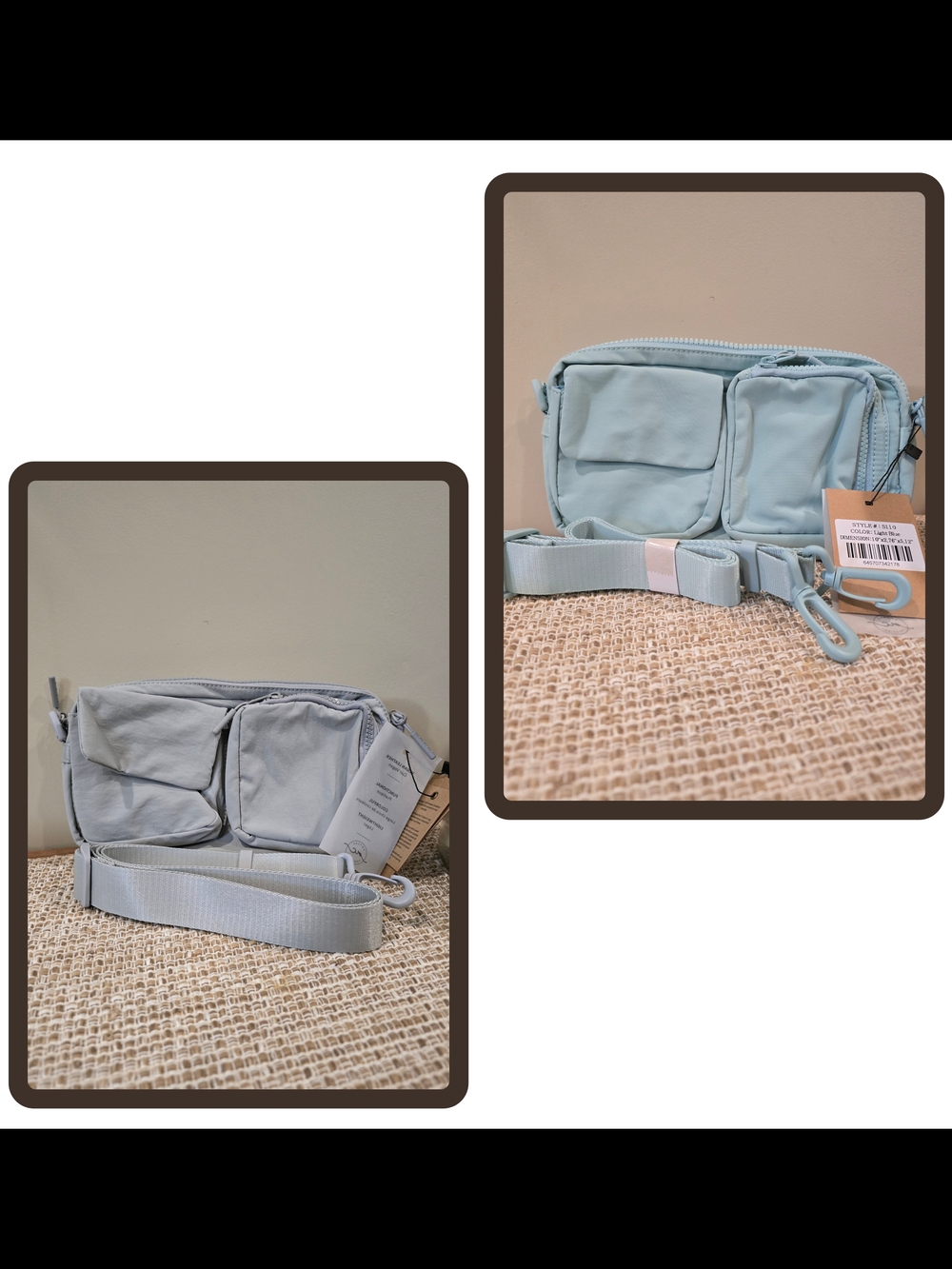 🔥 NWT Ampere Creations Light Blue And Grey Crossbody Bags with Front Pockets.
